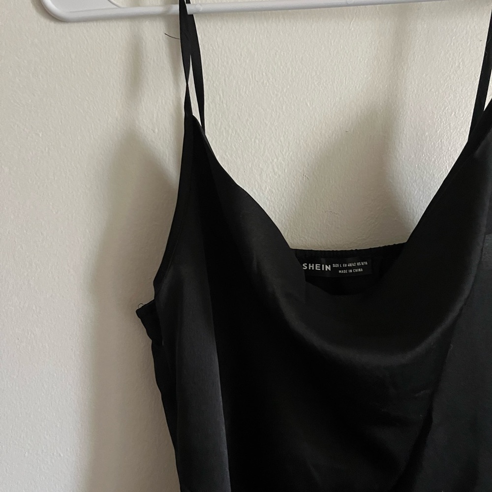 SHEIN Black Cowl Neck Midi Dress
